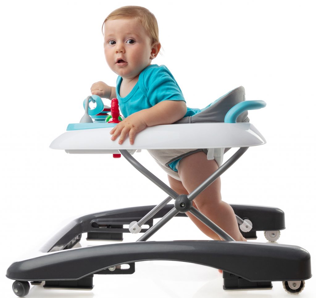 A photo of a baby in a Baby Walker